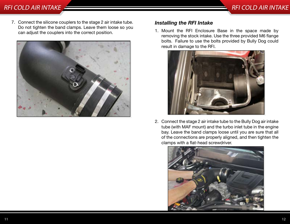 Rfi cold air intake | Bully Dog 53108 Rapid Flow Induction (RFI) Cold Air Intake User Manual | Page 7 / 11