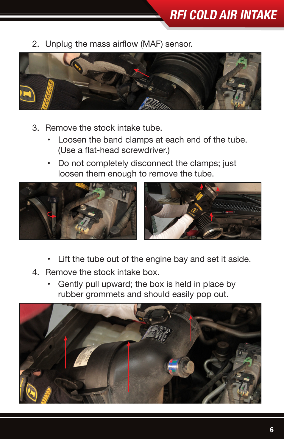 Rfi cold air intake | Bully Dog 53107 Rapid Flow Induction (RFI) Cold Air Intake User Manual | Page 7 / 16