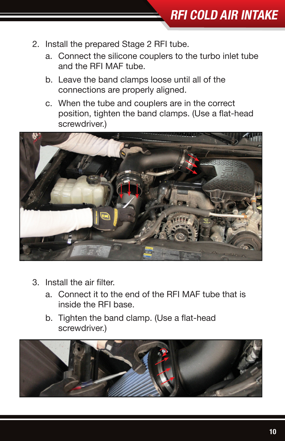 Rfi cold air intake | Bully Dog 53106 Rapid Flow Induction (RFI) Cold Air Intake User Manual | Page 11 / 16