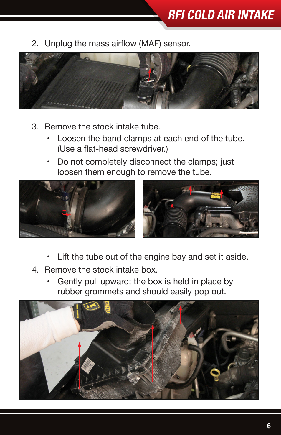 Rfi cold air intake | Bully Dog 53106 Rapid Flow Induction (RFI) Cold Air Intake User Manual | Page 7 / 16