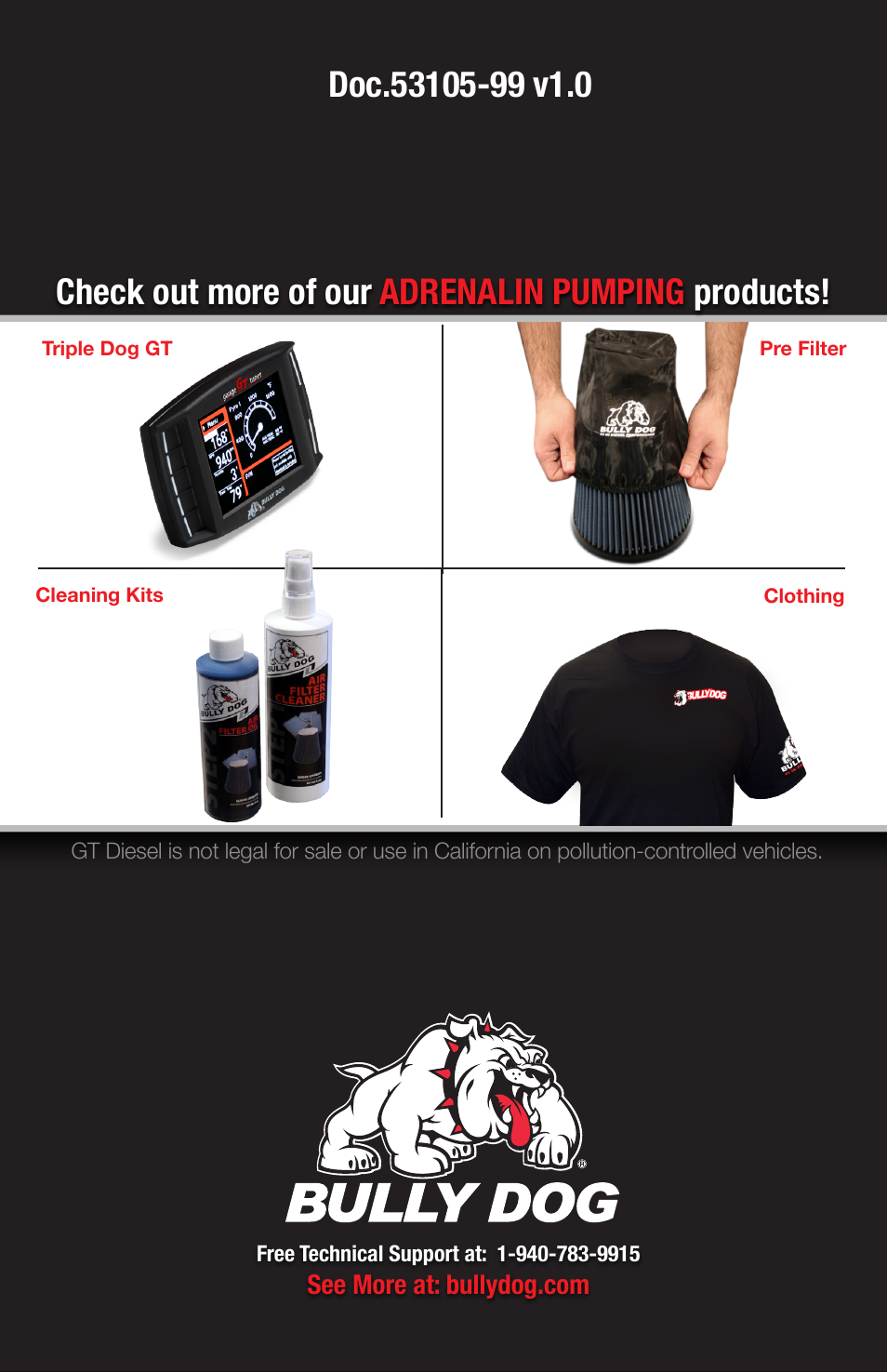Rfi cold air intake, Check out more of our adrenalin pumping products | Bully Dog 53105 Rapid Flow Induction (RFI) Cold Air Intake User Manual | Page 16 / 16