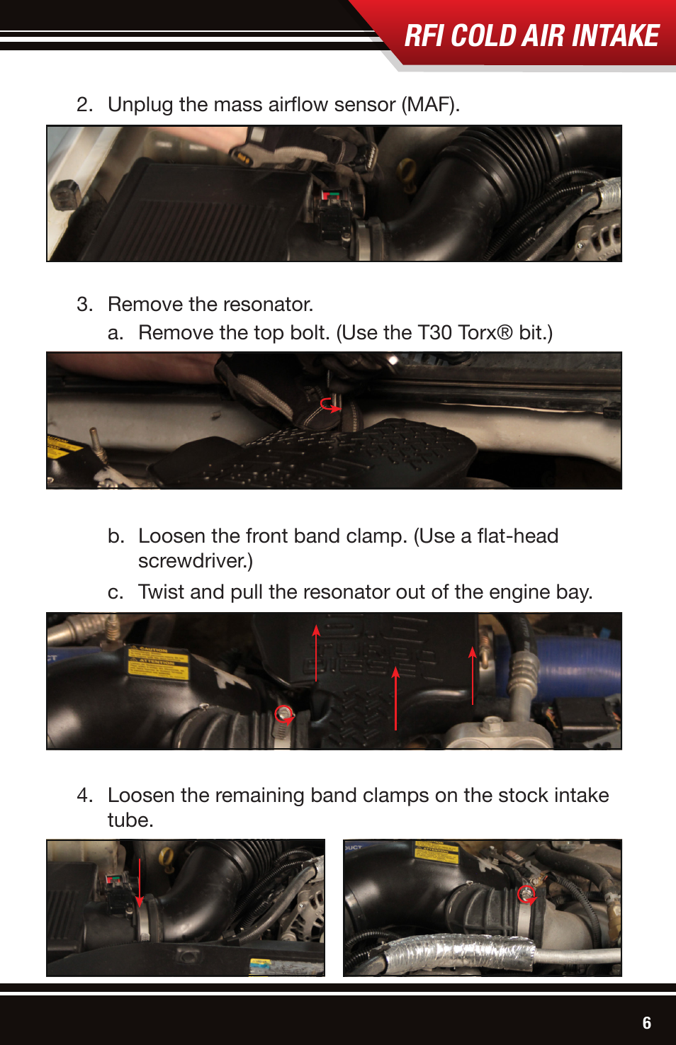 Rfi cold air intake | Bully Dog 53105 Rapid Flow Induction (RFI) Cold Air Intake User Manual | Page 7 / 16