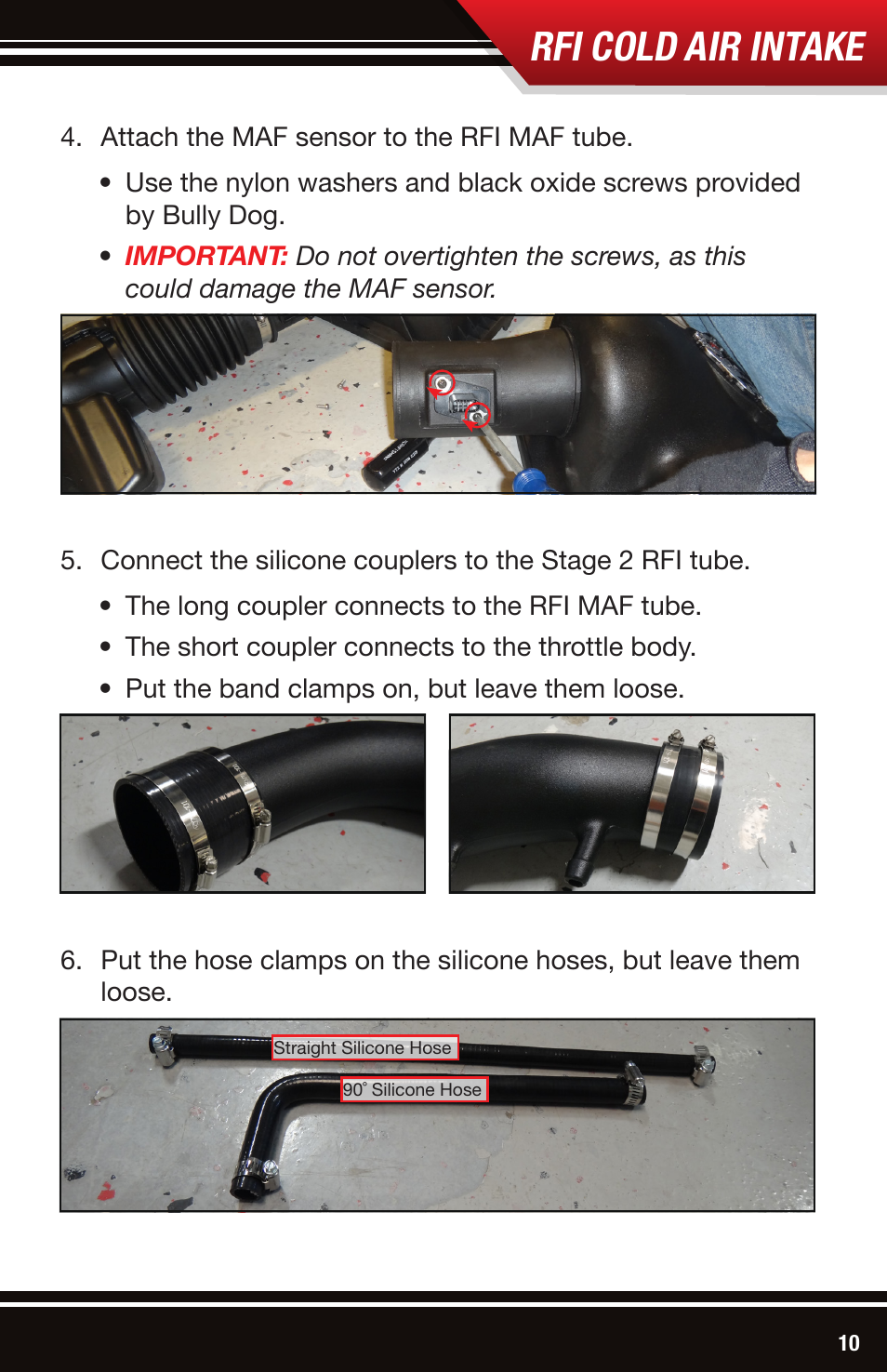 Rfi cold air intake | Bully Dog 51203-99 Rapid Flow Induction (RFI) Cold Air Intake User Manual | Page 11 / 20