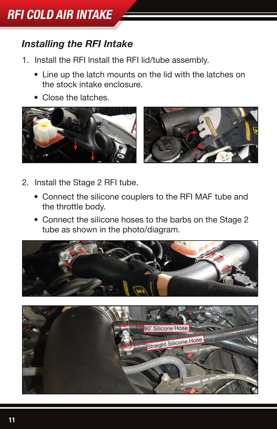 Rfi cold air intake, Installing the rfi intake | Bully Dog 51203-99 Rapid Flow Induction (RFI) Cold Air Intake User Manual | Page 12 / 20