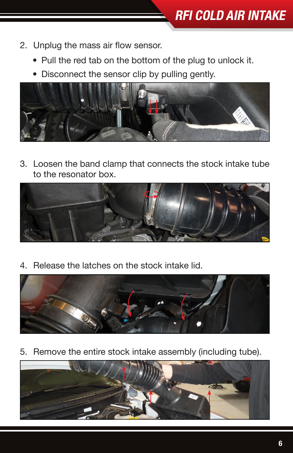 Rfi cold air intake | Bully Dog 51203-99 Rapid Flow Induction (RFI) Cold Air Intake User Manual | Page 7 / 20