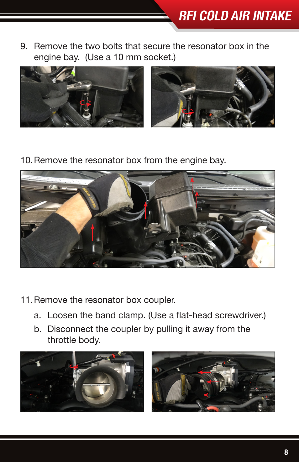 Rfi cold air intake | Bully Dog 51203-99 Rapid Flow Induction (RFI) Cold Air Intake User Manual | Page 9 / 20