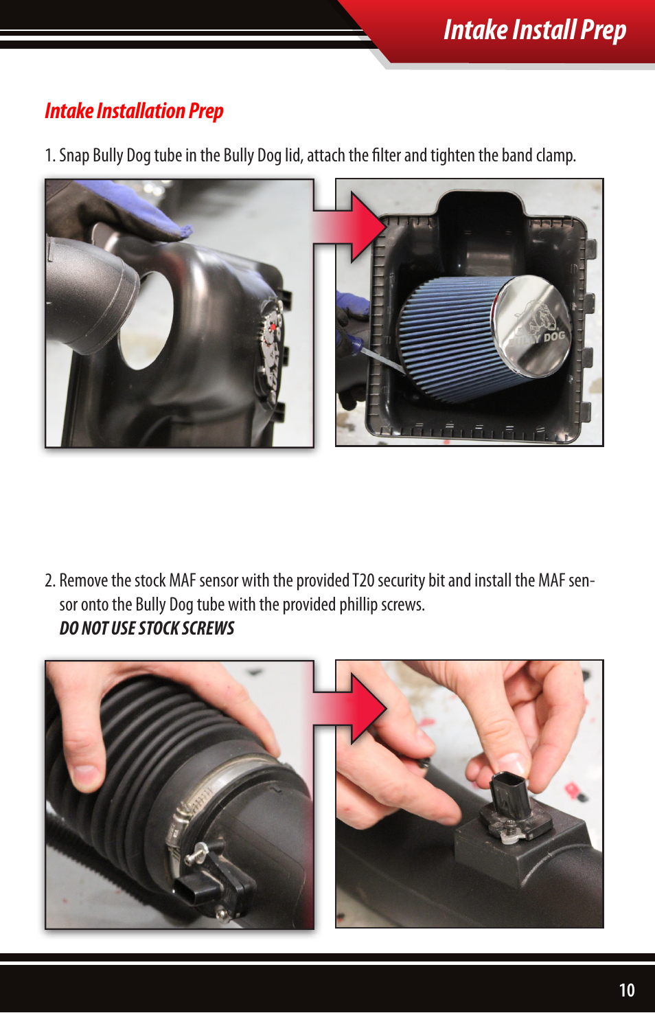Intake install prep | Bully Dog 51202 Rapid Flow Induction (RFI) Cold Air Intake User Manual | Page 11 / 20