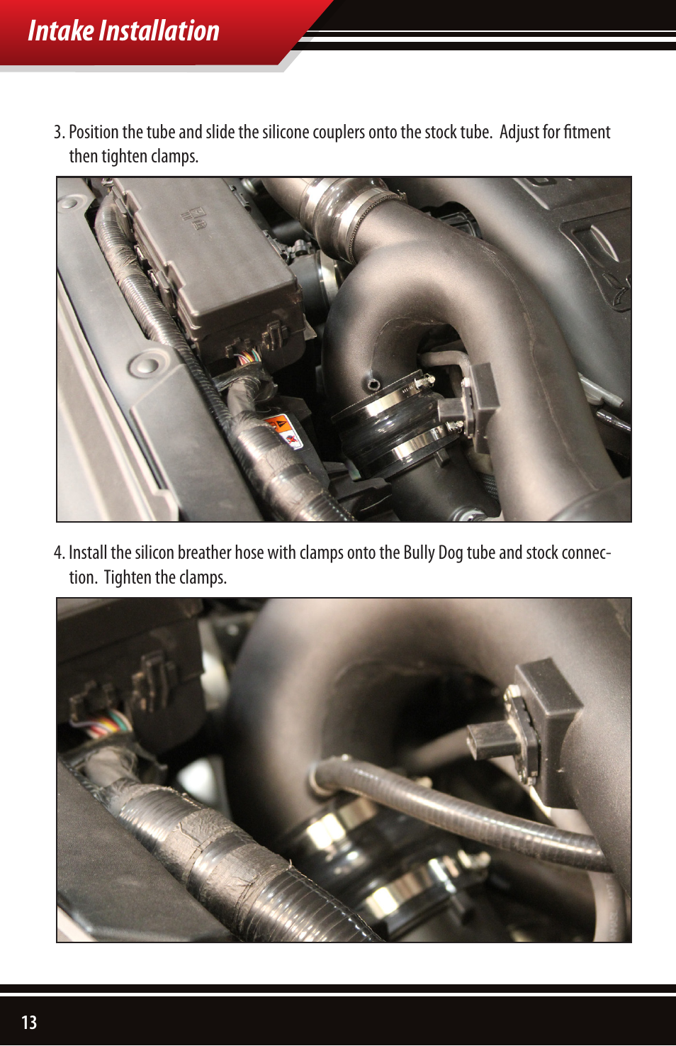 Intake installation | Bully Dog 51202 Rapid Flow Induction (RFI) Cold Air Intake User Manual | Page 14 / 20