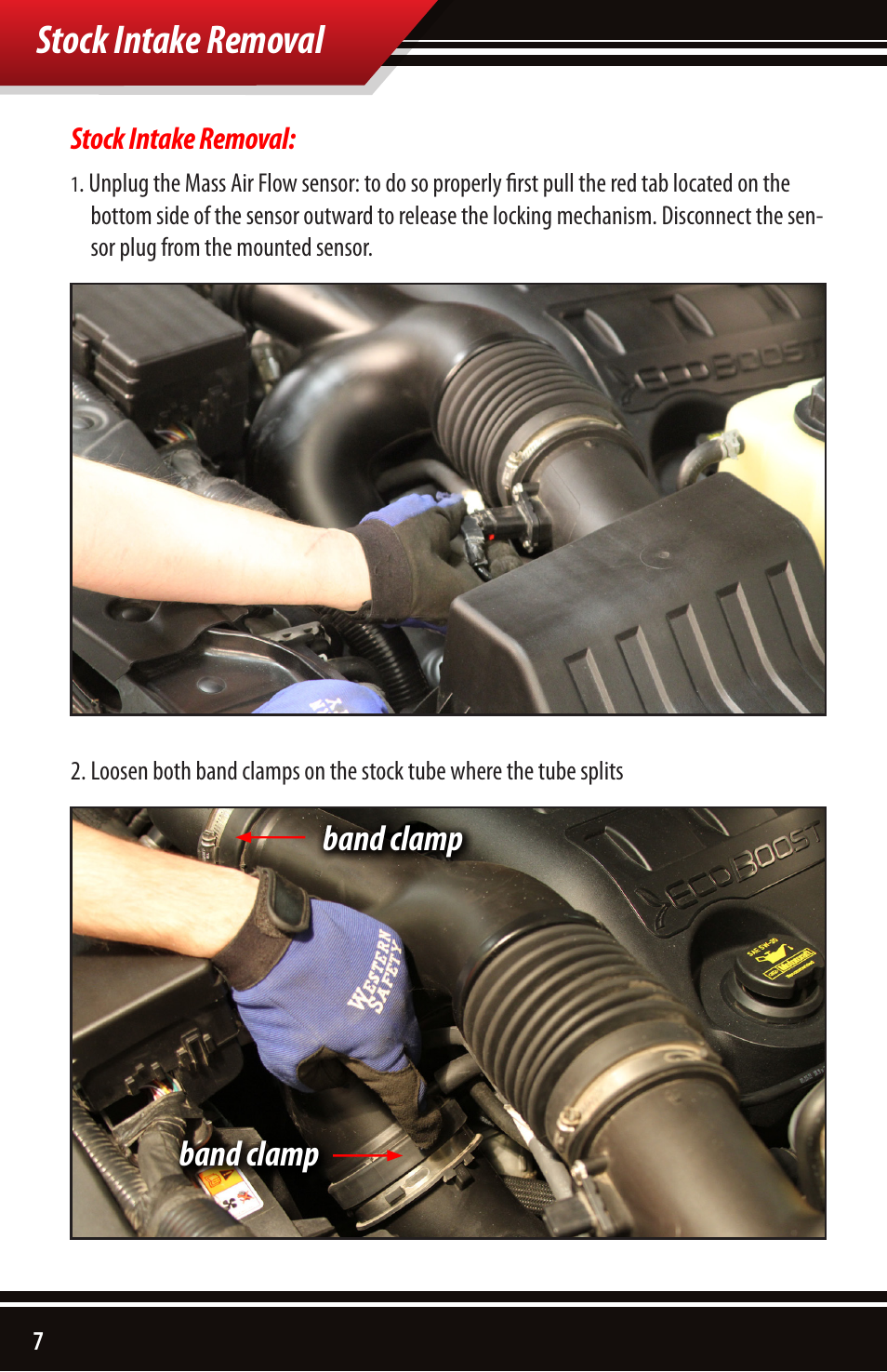 Stock intake removal, Band clamp | Bully Dog 51202 Rapid Flow Induction (RFI) Cold Air Intake User Manual | Page 8 / 20