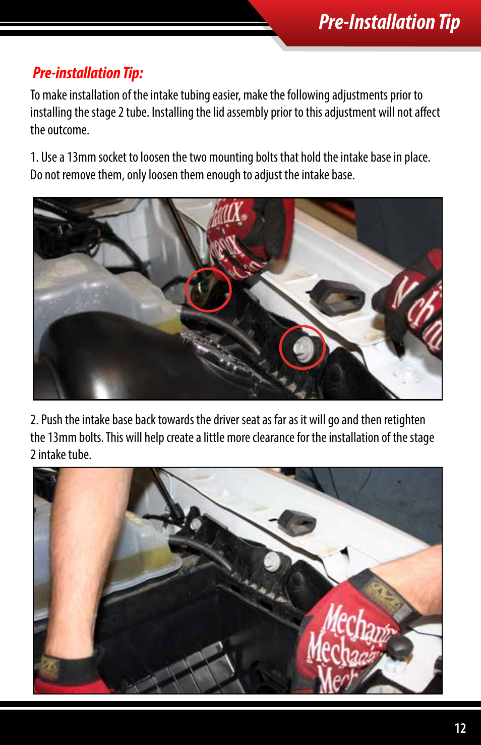 Pre-installation tip | Bully Dog 51201 Rapid Flow Induction (RFI) Cold Air Intake User Manual | Page 13 / 20