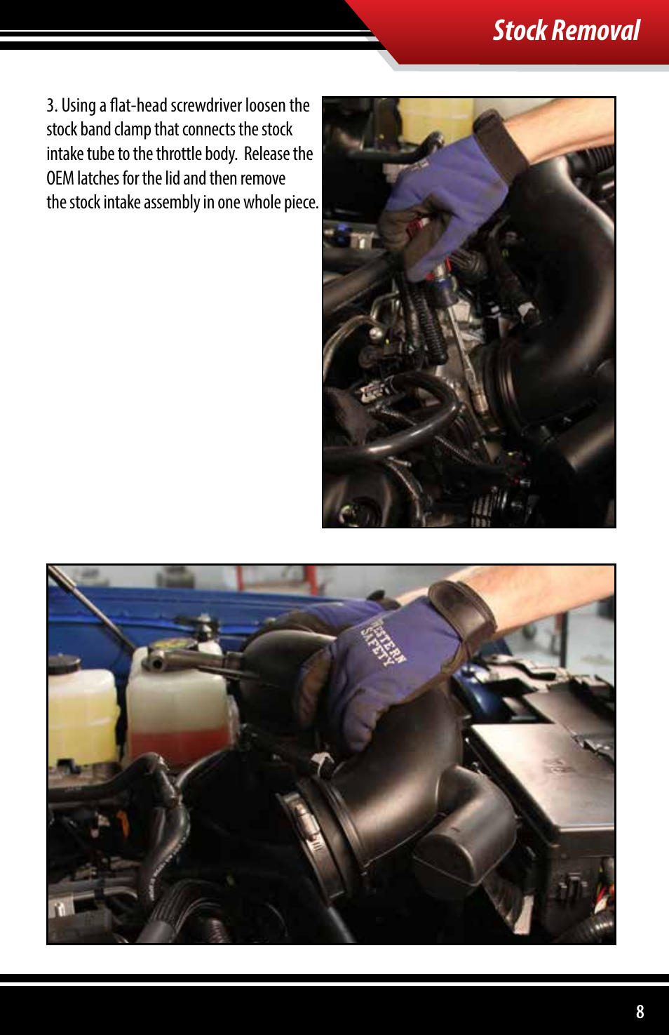 Stock removal | Bully Dog 51201 Rapid Flow Induction (RFI) Cold Air Intake User Manual | Page 9 / 20