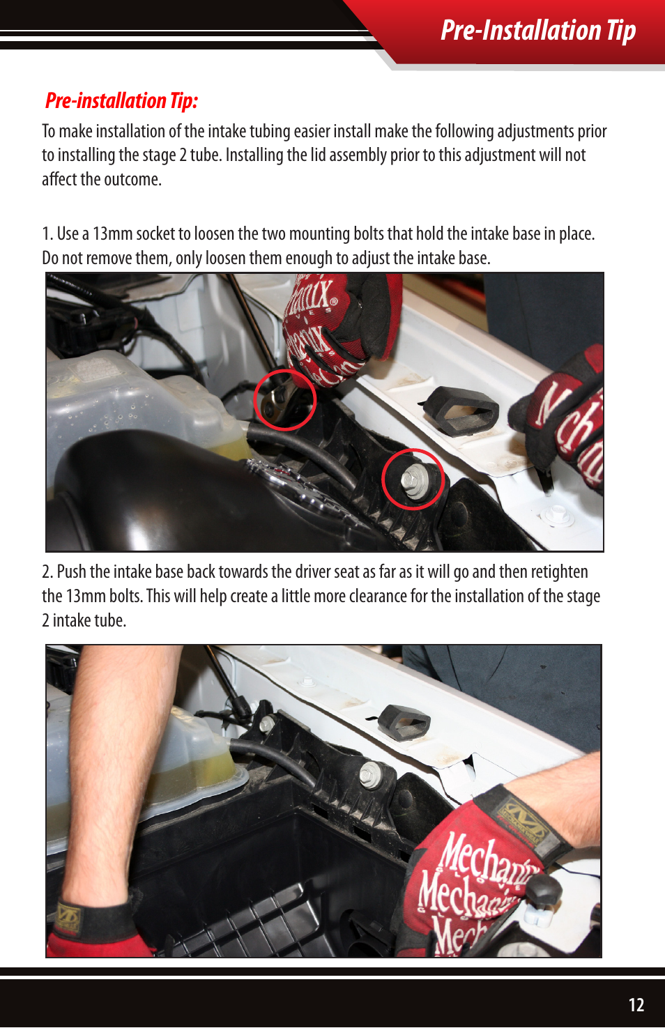 Pre-installation tip | Bully Dog 51200 Rapid Flow Induction (RFI) Cold Air Intake User Manual | Page 13 / 20