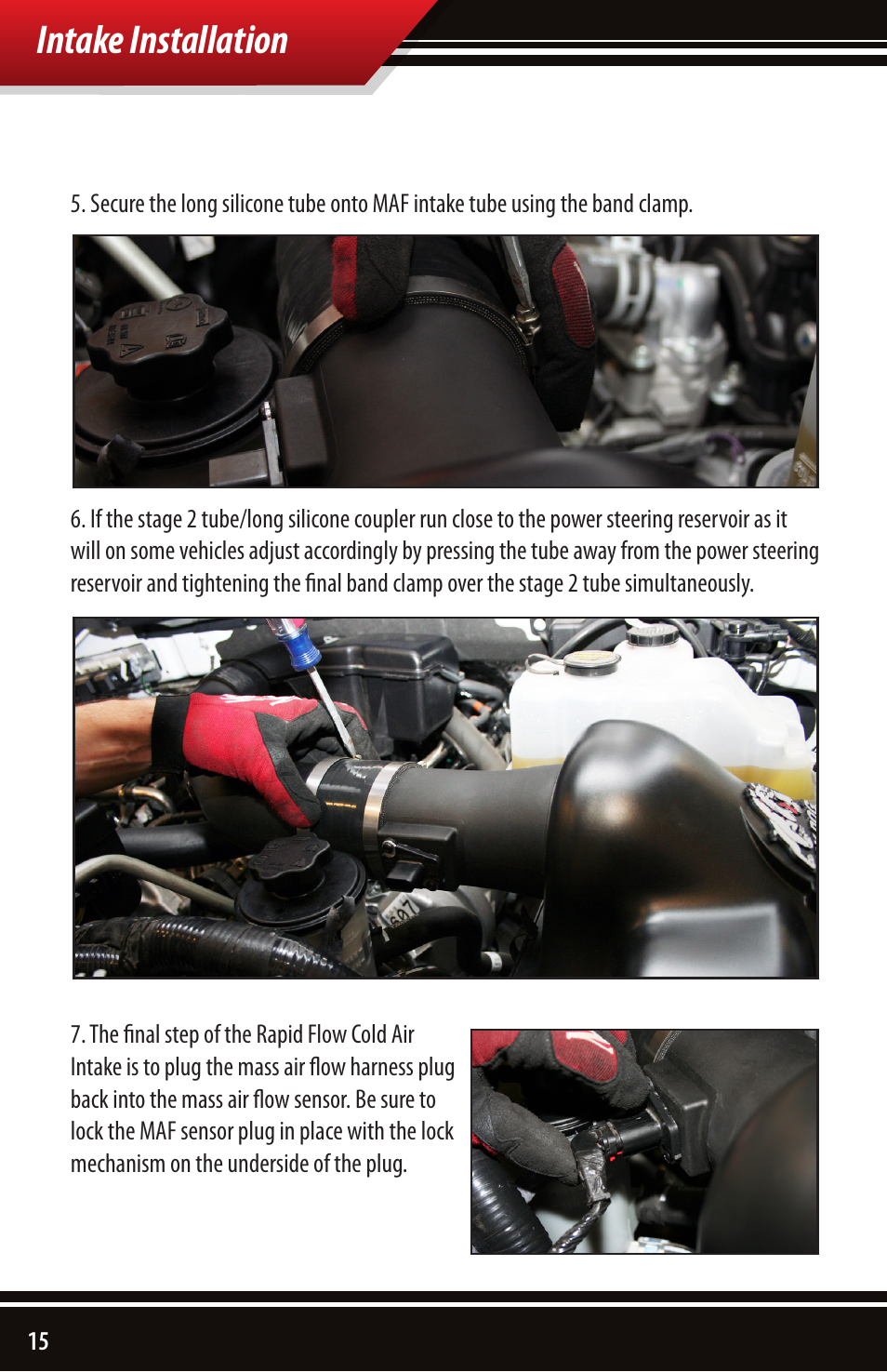 Intake installation | Bully Dog 51200 Rapid Flow Induction (RFI) Cold Air Intake User Manual | Page 16 / 20
