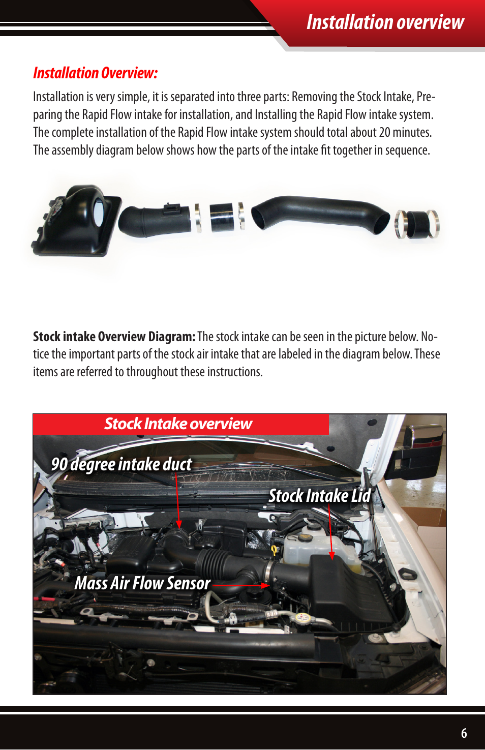 Installation overview | Bully Dog 51200 Rapid Flow Induction (RFI) Cold Air Intake User Manual | Page 7 / 20