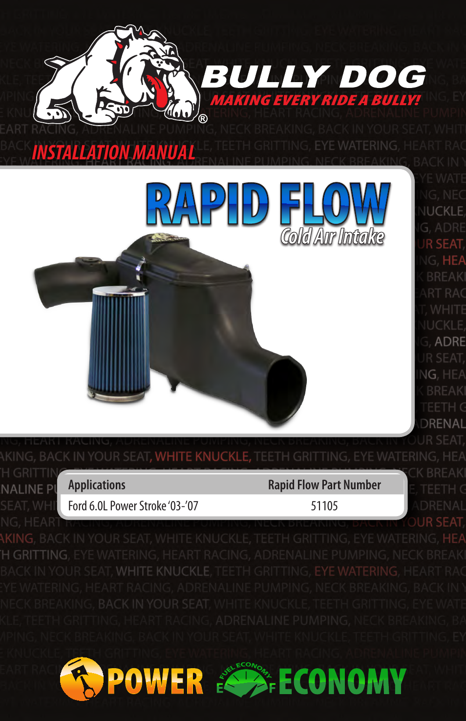 Bully Dog 51105 Rapid Flow Induction (RFI) Cold Air Intake User Manual | 20 pages