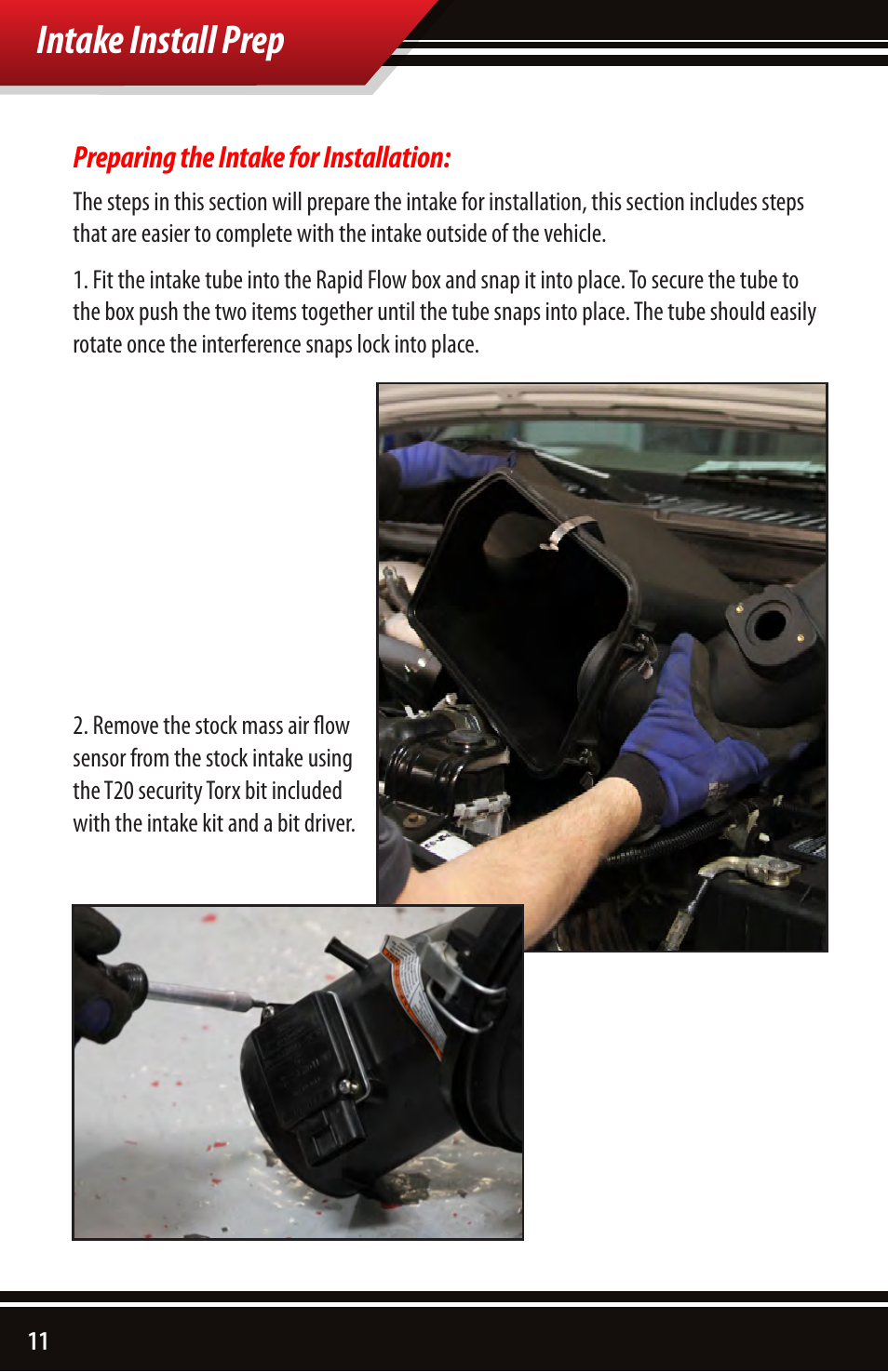 Intake install prep | Bully Dog 51105 Rapid Flow Induction (RFI) Cold Air Intake User Manual | Page 12 / 20