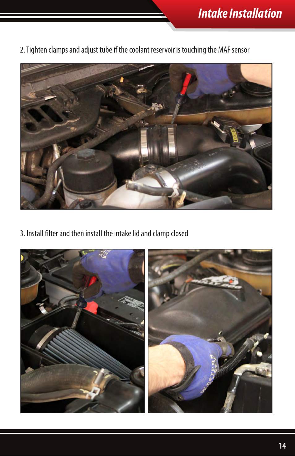 Intake installation | Bully Dog 51105 Rapid Flow Induction (RFI) Cold Air Intake User Manual | Page 15 / 20