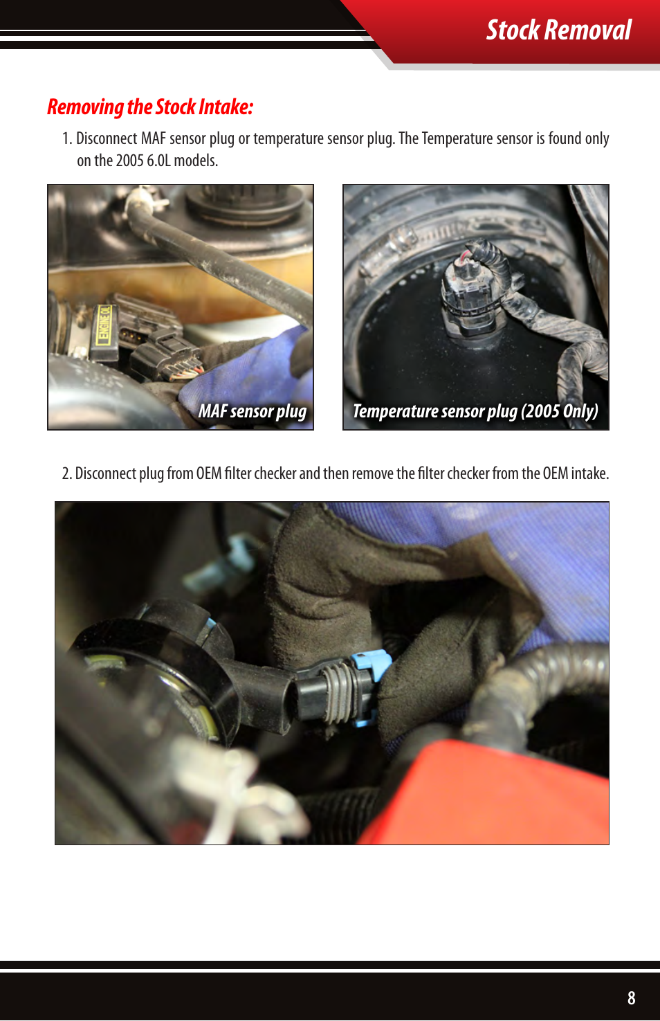 Stock removal | Bully Dog 51105 Rapid Flow Induction (RFI) Cold Air Intake User Manual | Page 9 / 20