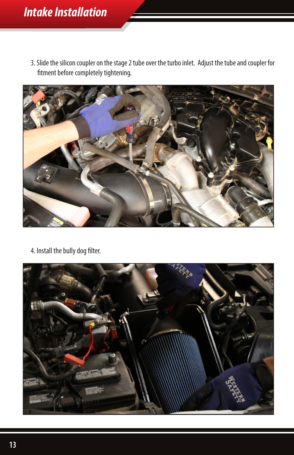 Intake installation | Bully Dog 51104 Rapid Flow Induction (RFI) Cold Air Intake User Manual | Page 14 / 20