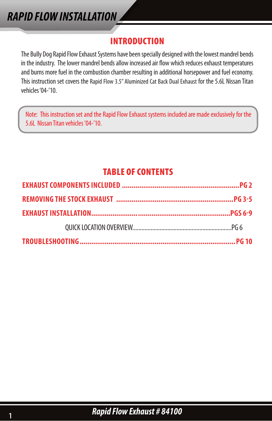 Rapid flow installation, Introduction | Bully Dog 84100 Rapid Flow Exhaust System User Manual | Page 2 / 12