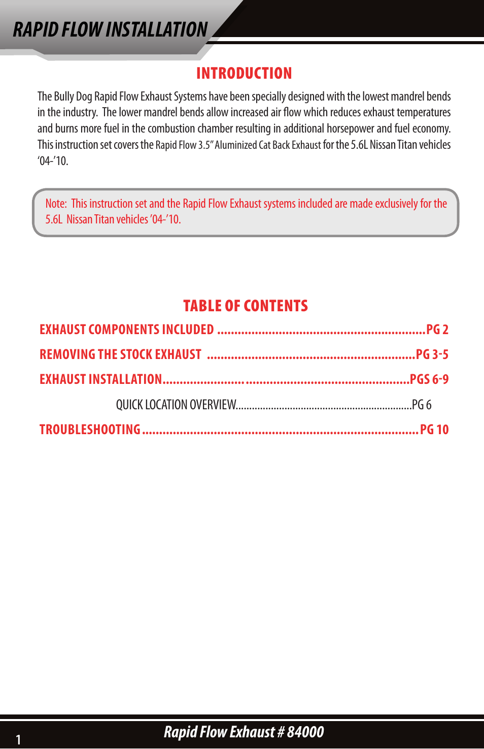 Rapid flow installation, Introduction | Bully Dog 84000 Rapid Flow Exhaust System User Manual | Page 2 / 12