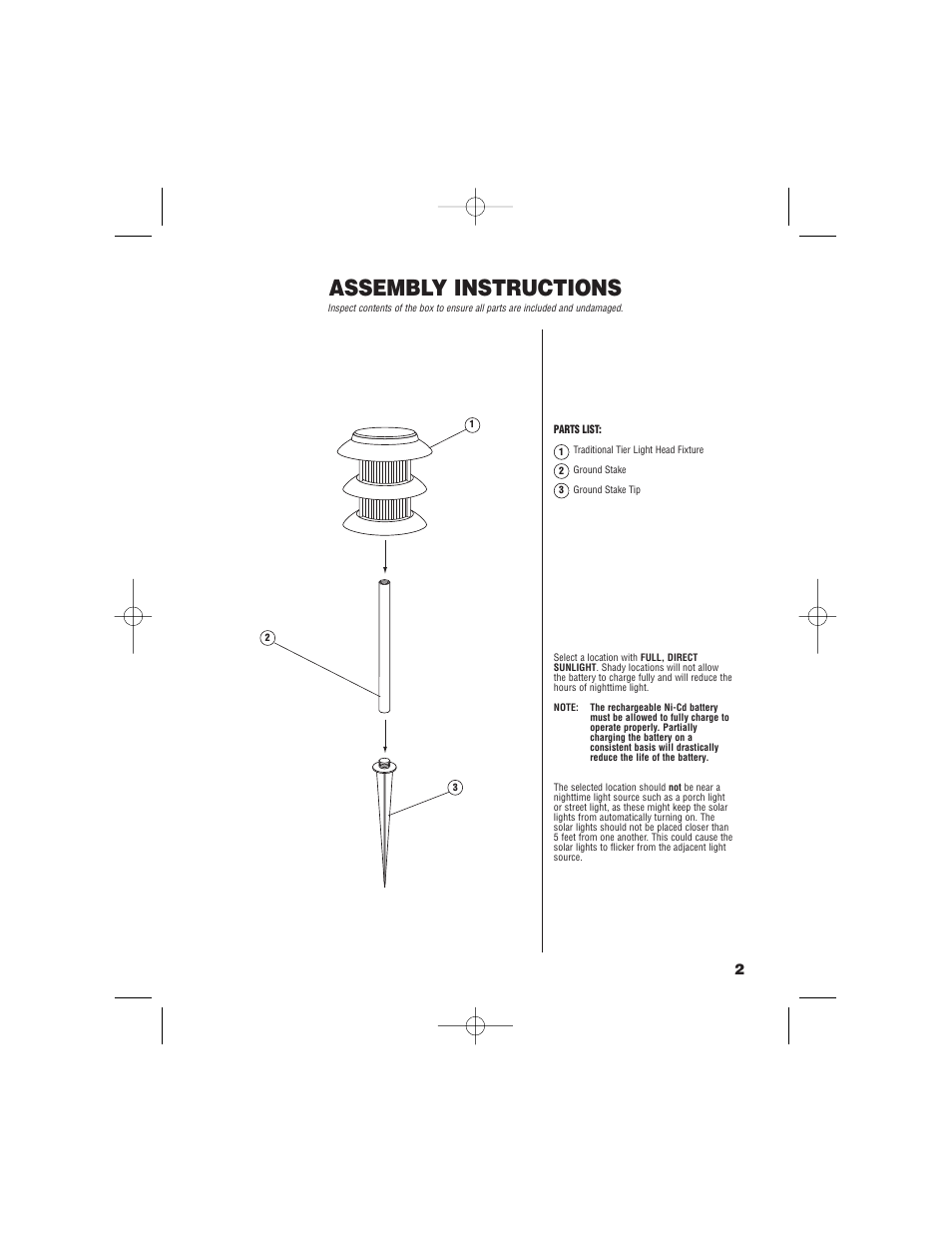 Assembly instructions | Brinkmann Solar Max 822-2507-8 User Manual | Page 3 / 8