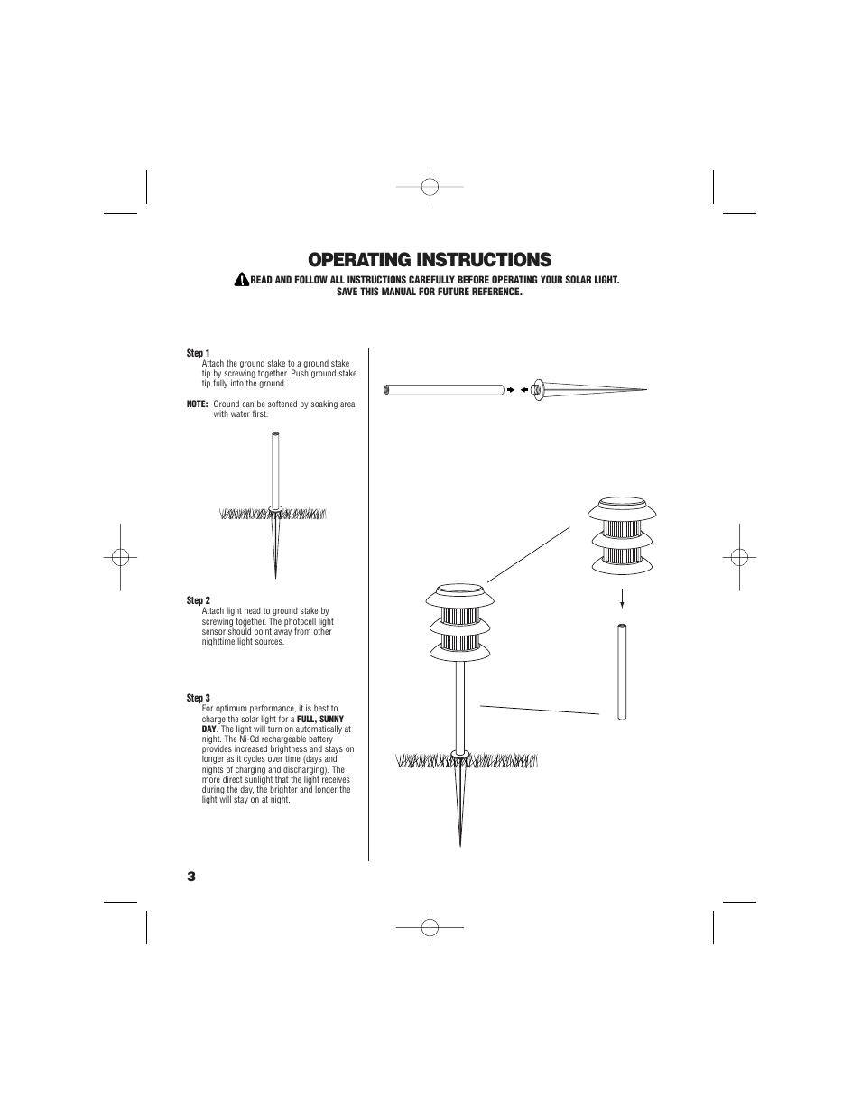 Operating instructions | Brinkmann Solar Max 822-2507-8 User Manual | Page 4 / 8