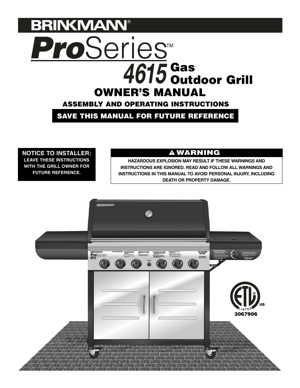 Brinkmann Series 4615 User Manual | 32 pages
