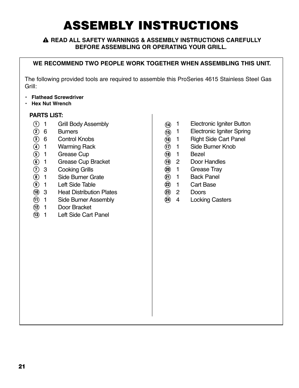 Assembly instructions | Brinkmann Series 4615 User Manual | Page 22 / 32
