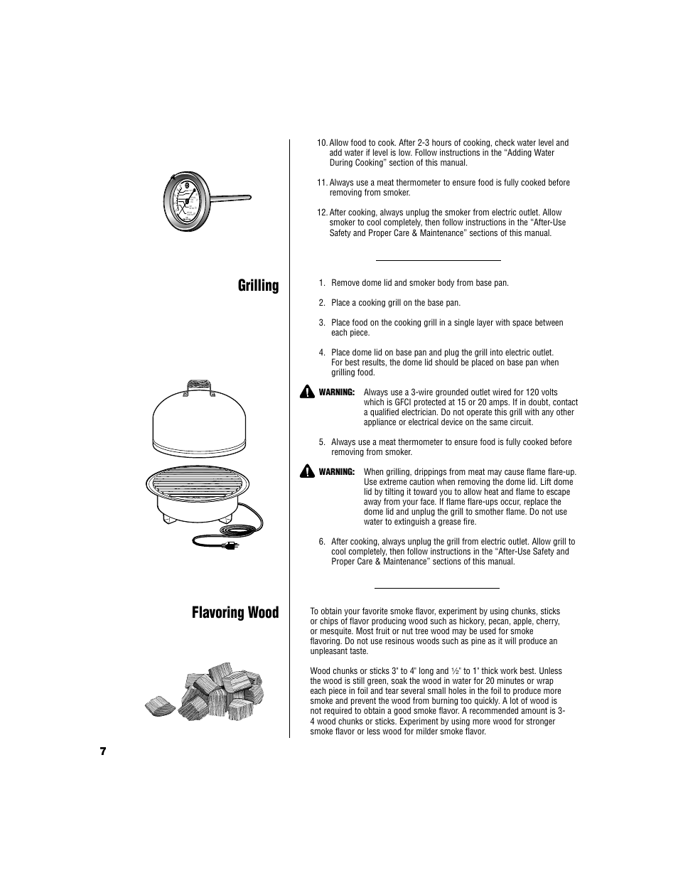 Grilling, Flavoring wood | Brinkmann Electric Smoker User Manual | Page 8 / 12