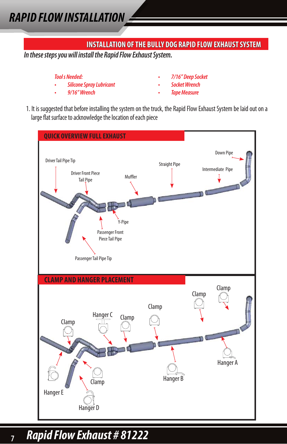 Clamp and hanger placement | Bully Dog 81222 Rapid Flow User Manual | Page 6 / 12