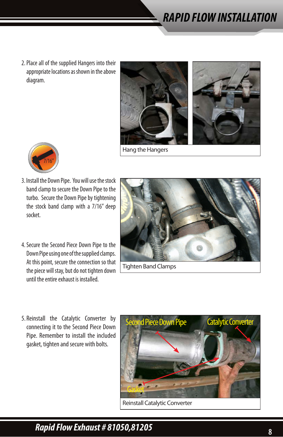 Rapid flow installation, Second piece down pipe catalytic converter gasket | Bully Dog 81205 Rapid Flow User Manual | Page 7 / 12