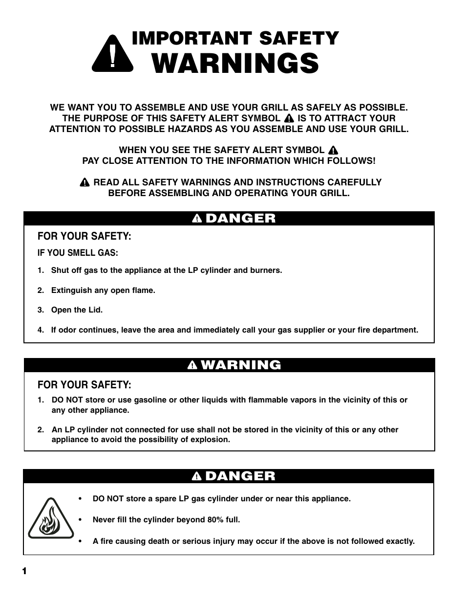 Warnings, Important safety, Danger | Warning danger | Brinkmann Series 4445 User Manual | Page 2 / 36