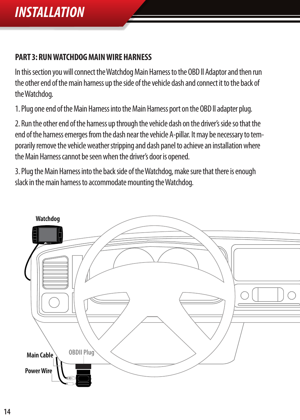 Installation, Obdii adapter plug installation diagram | Bully Dog Watchdog User Manual | Page 14 / 68