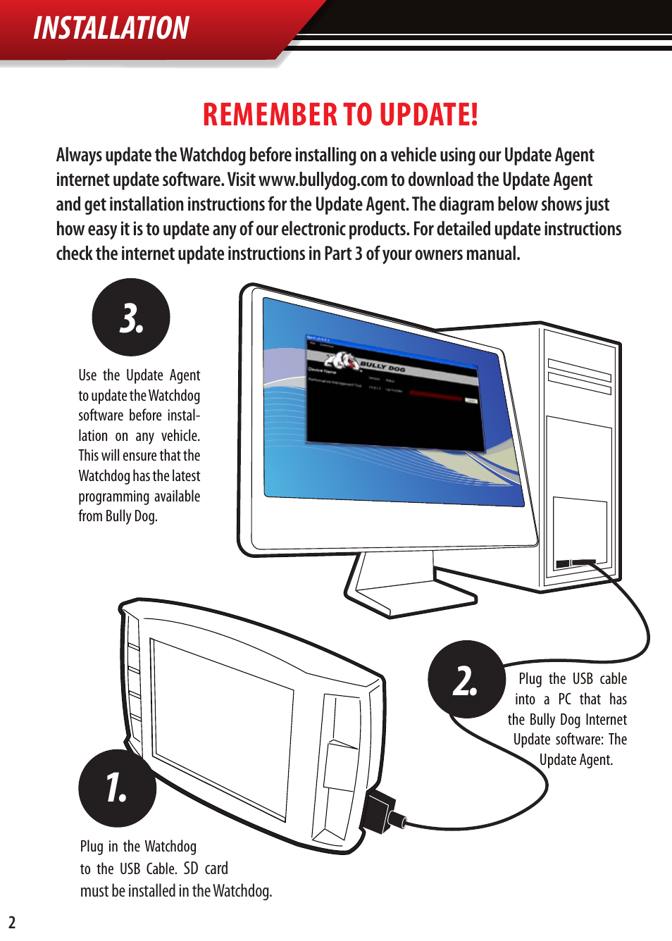 Installation, Remember to update | Bully Dog Watchdog User Manual | Page 2 / 68