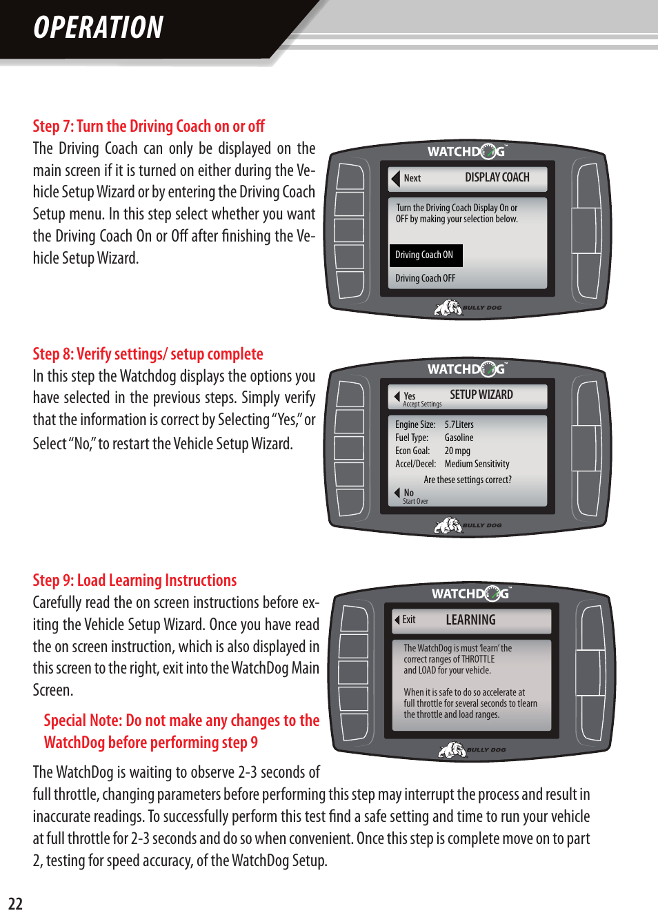 Operation | Bully Dog Watchdog User Manual | Page 22 / 68