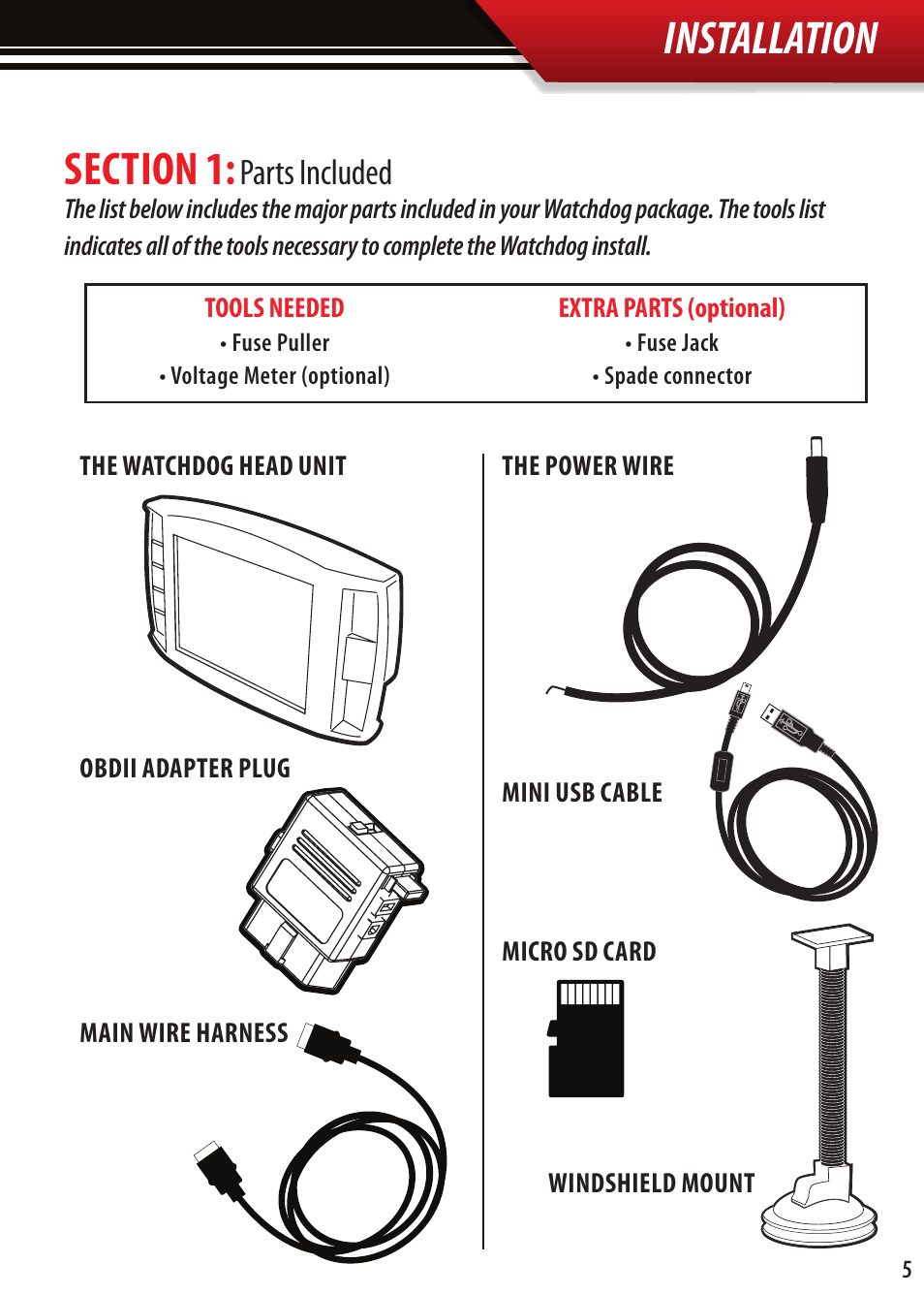 Installation, Parts included | Bully Dog Watchdog User Manual | Page 5 / 68