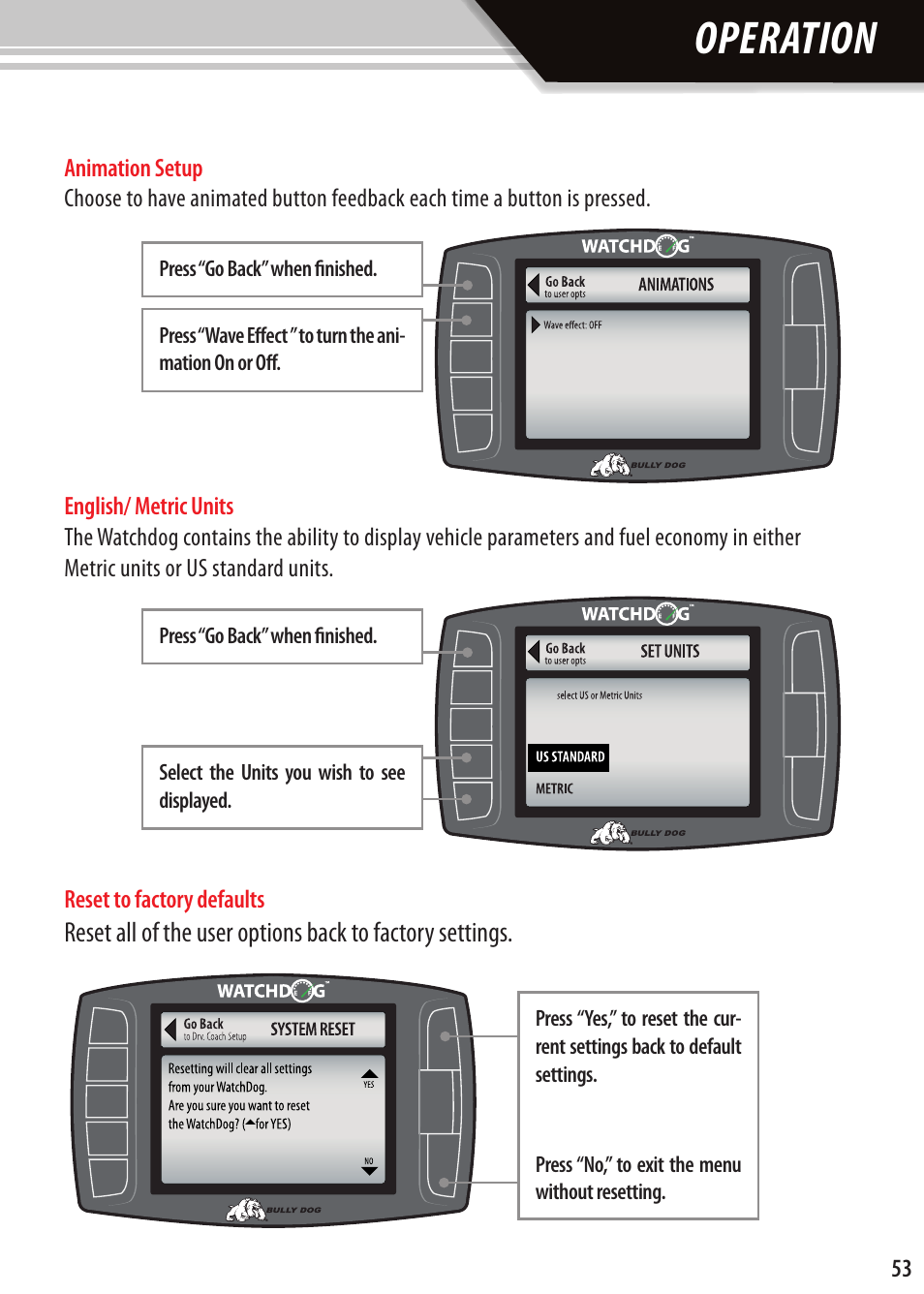 Operation | Bully Dog Watchdog User Manual | Page 53 / 68