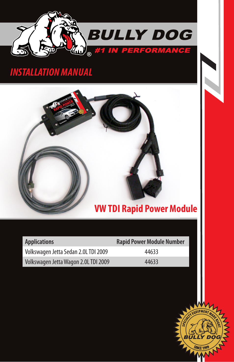 Bully Dog 44633 VW TDI Rapid Power Module User Manual | 12 pages