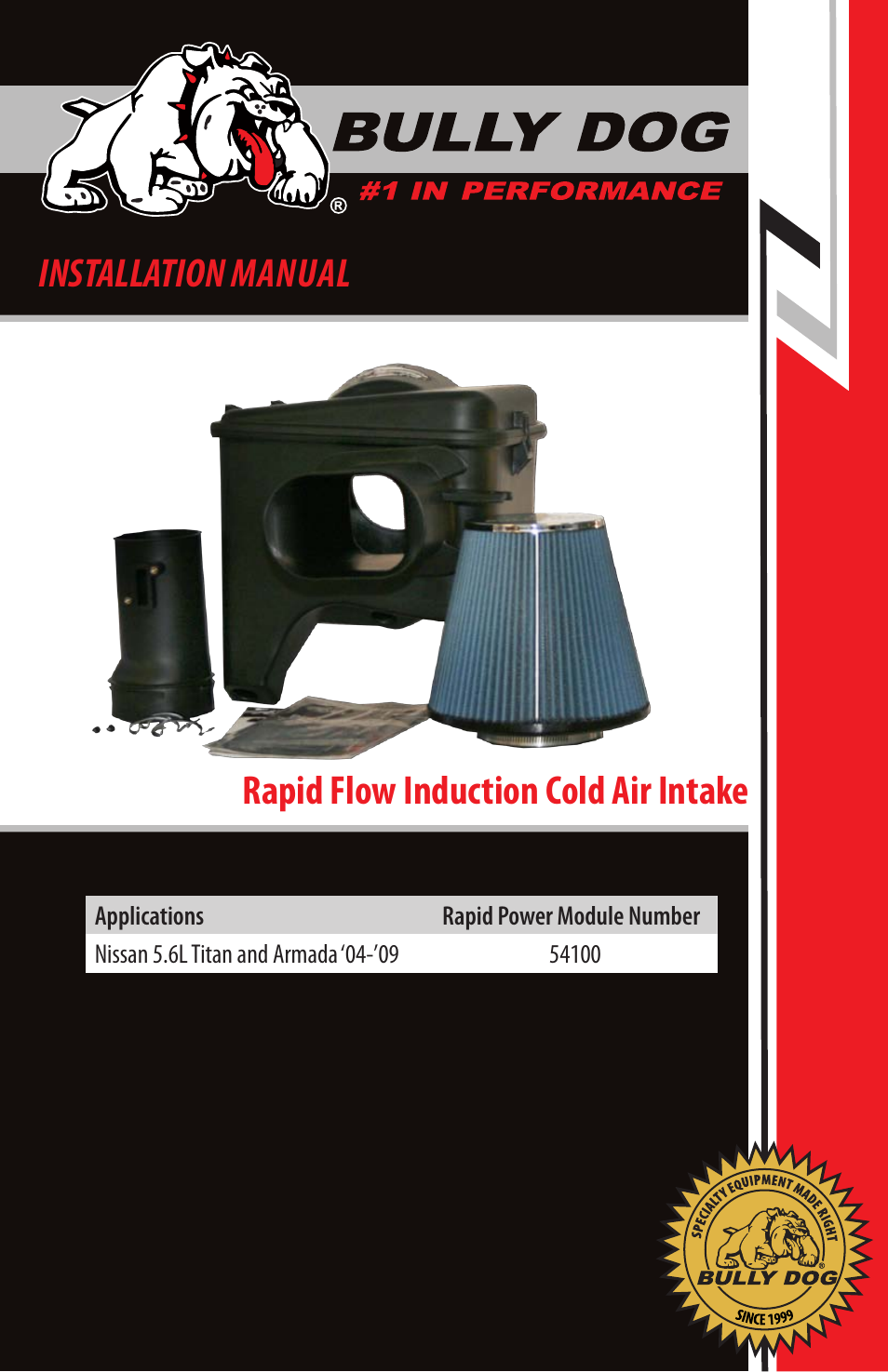 Bully Dog 54100 Rapid Flow Induction Cold Air Intake User Manual | 24 pages