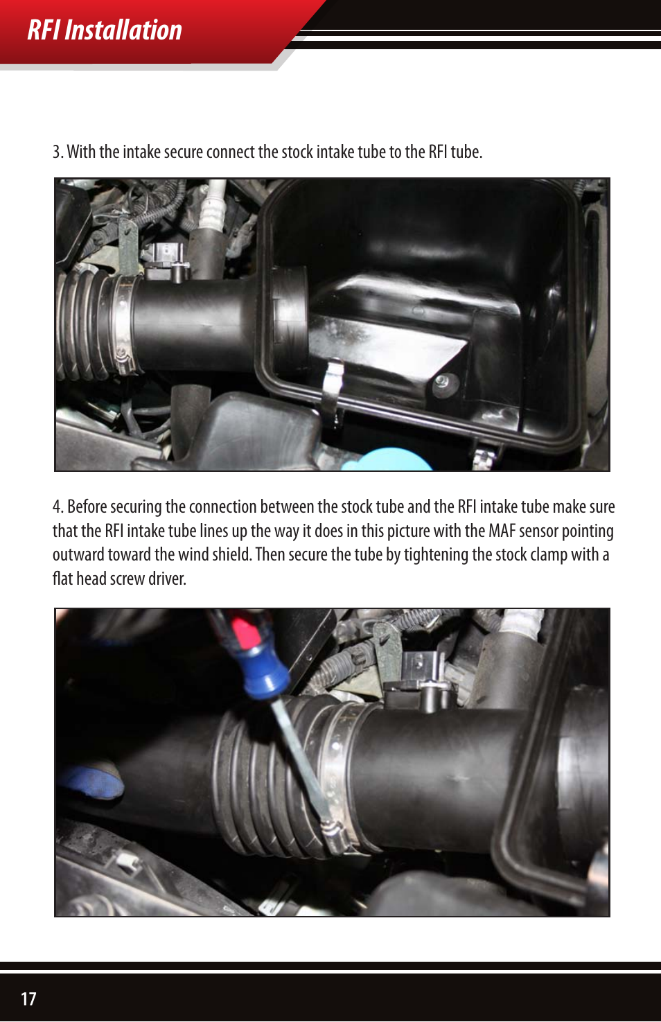 Rfi installation | Bully Dog 54100 Rapid Flow Induction Cold Air Intake User Manual | Page 18 / 24