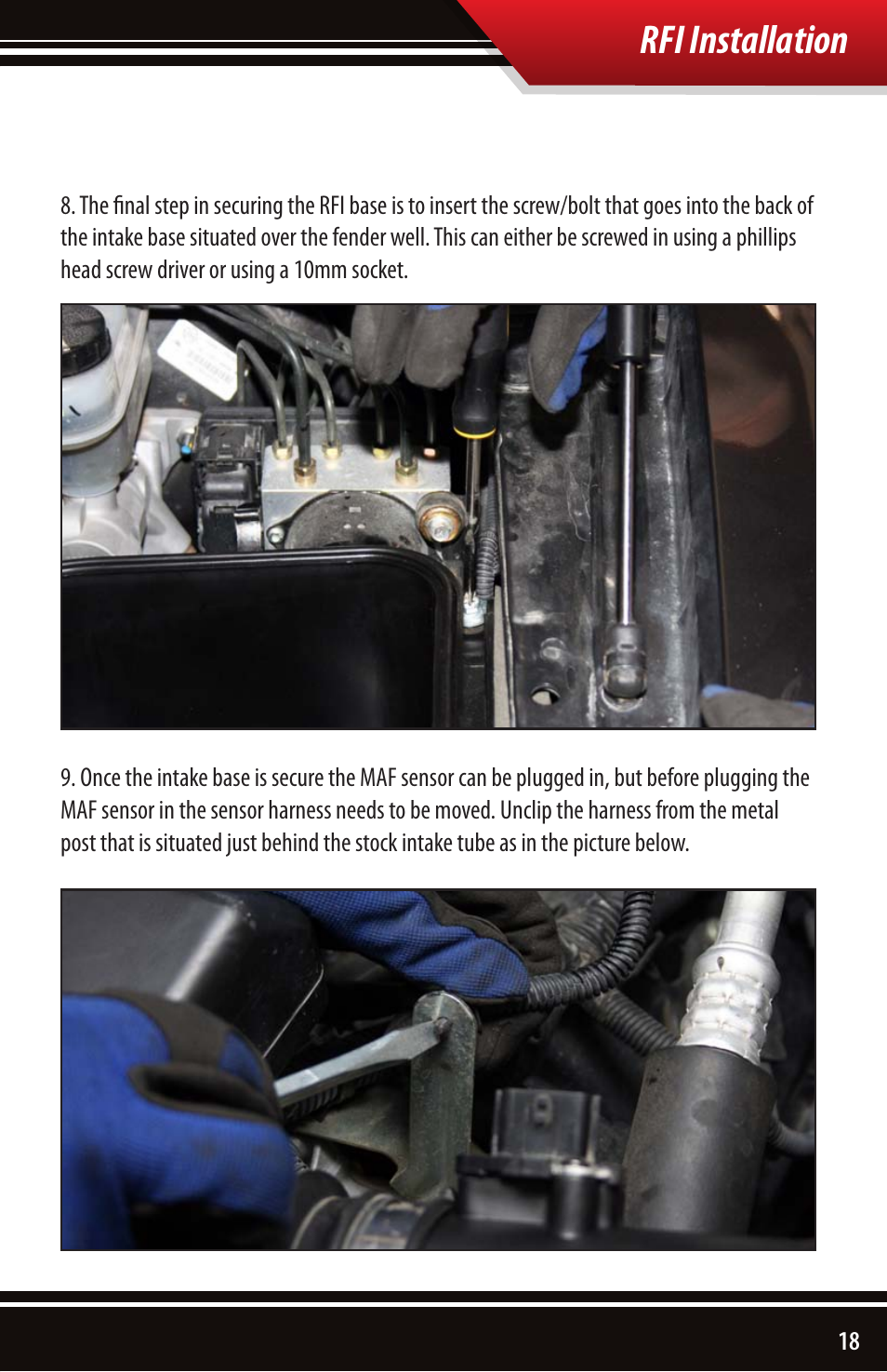 Rfi installation | Bully Dog 54100 Rapid Flow Induction Cold Air Intake User Manual | Page 19 / 24