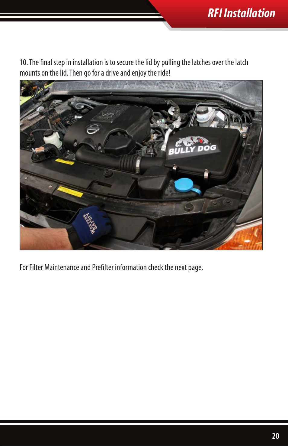 Rfi installation | Bully Dog 54100 Rapid Flow Induction Cold Air Intake User Manual | Page 21 / 24