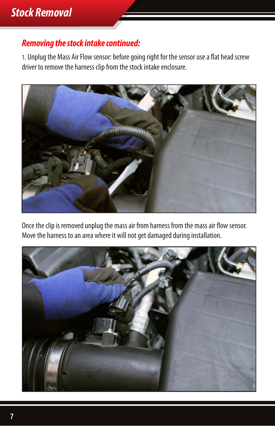 Stock removal | Bully Dog 54100 Rapid Flow Induction Cold Air Intake User Manual | Page 8 / 24