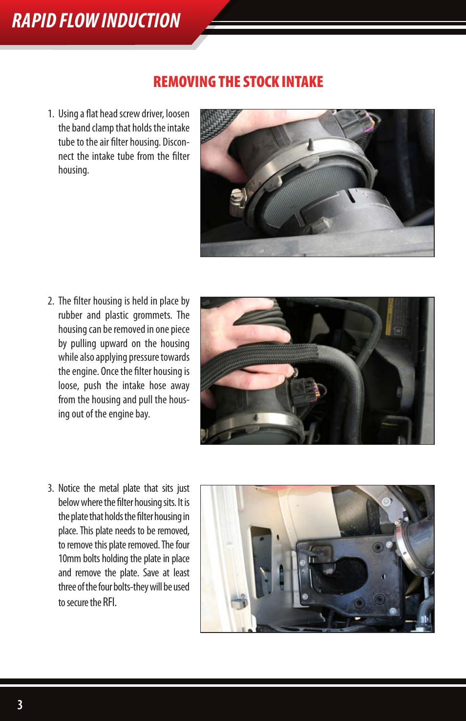 Rapid flow induction, Removing the stock intake | Bully Dog 51100 Rapid Flow Induction User Manual | Page 4 / 8