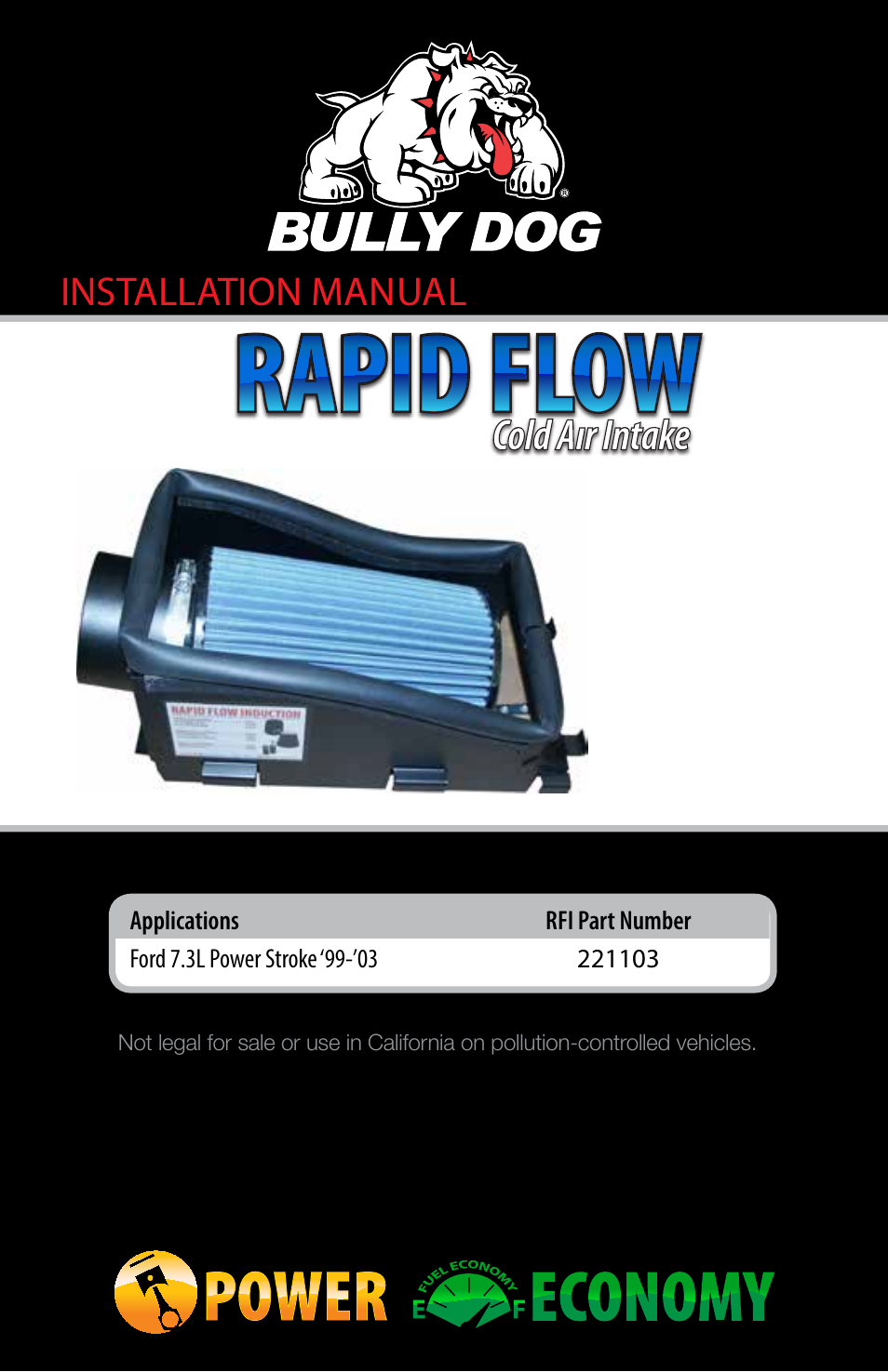 Bully Dog 221103 Rapid Flow Induction Cold Air Intake User Manual | 8 pages