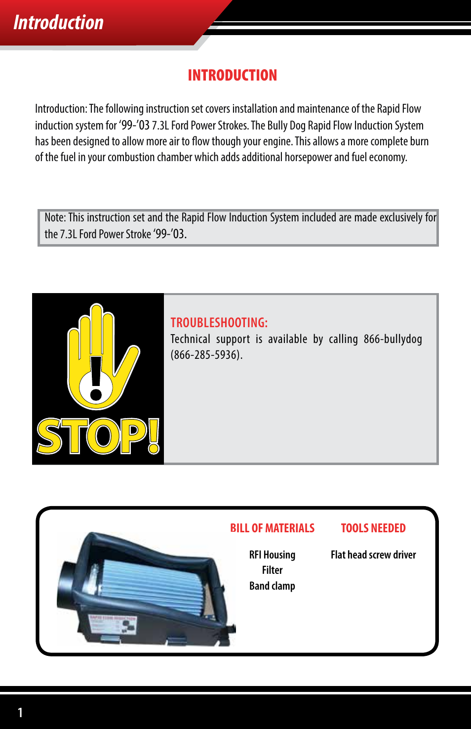 Introduction | Bully Dog 221103 Rapid Flow Induction Cold Air Intake User Manual | Page 2 / 8