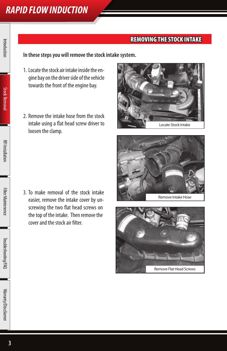 Rapid flow induction, Removing the stock intake | Bully Dog 221102 Rapid Flow Induction User Manual | Page 4 / 12