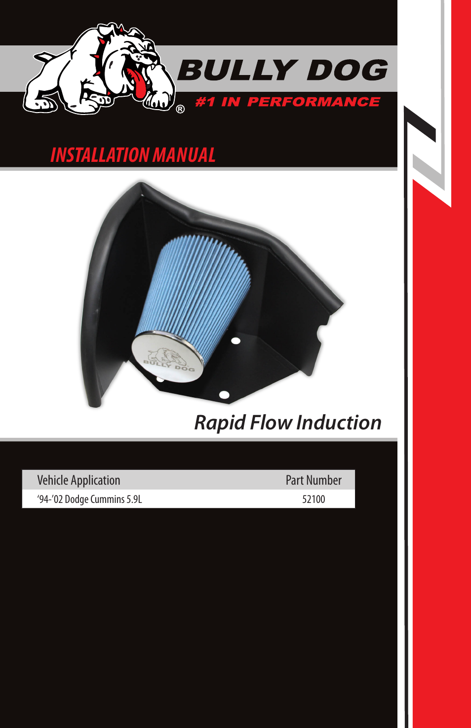 Bully Dog 52100 Rapid Flow Induction User Manual | 8 pages