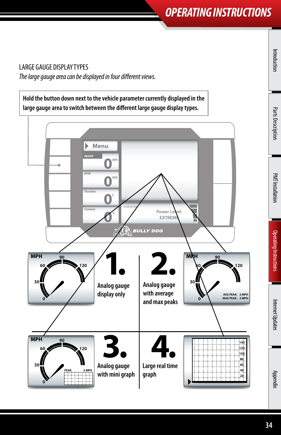 Operating instructions | Bully Dog 40300 PMT advanced vehicle downloader, controller, monitor and gauge User Manual | Page 35 / 72